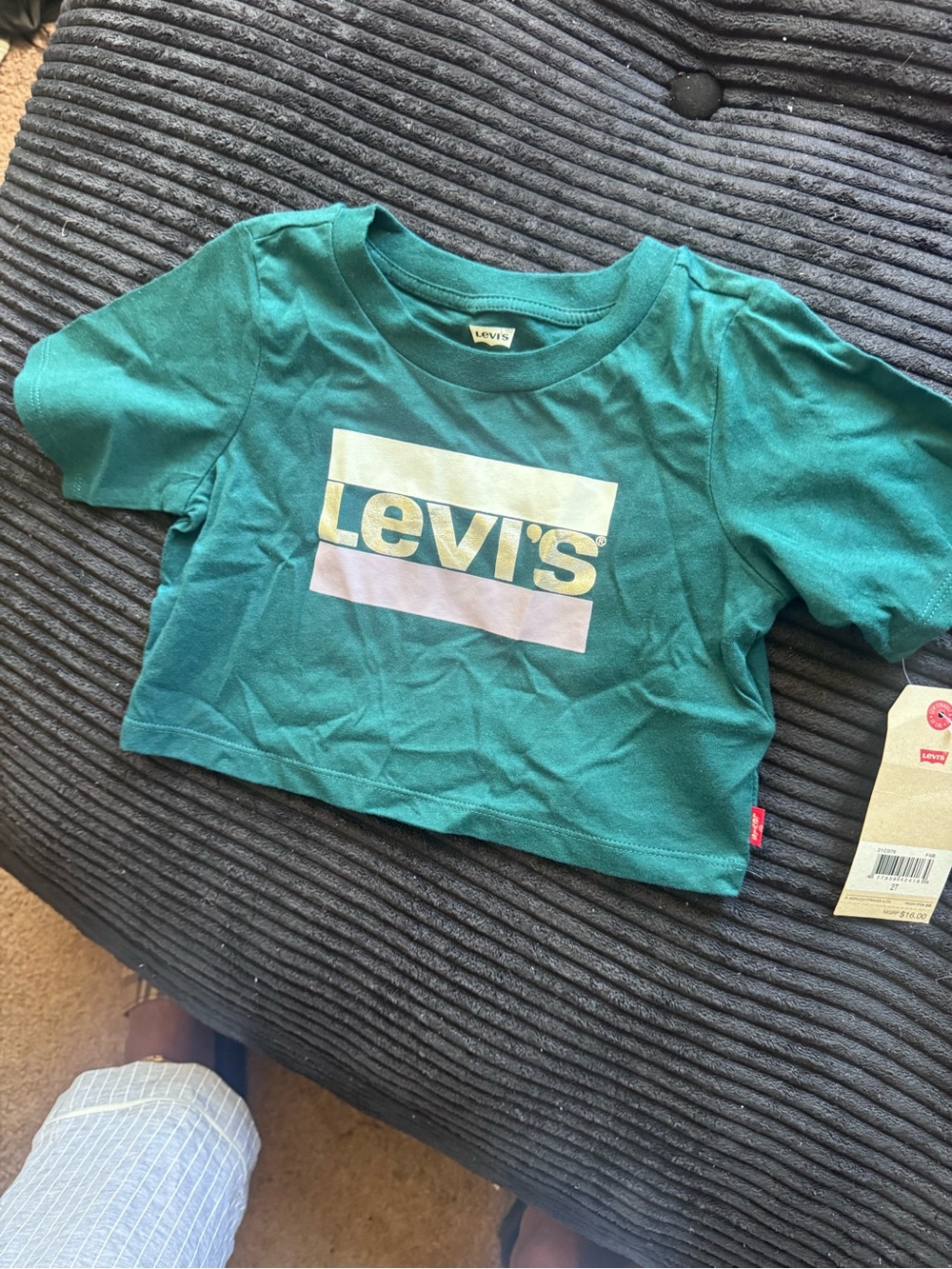 Levi's Kids Teal Logo Crop Tee size 2T New W/ tags